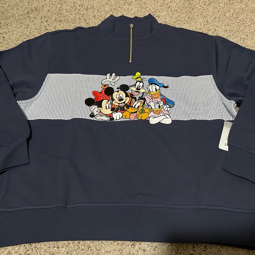 HTF Disneyland Mickey & Friends half zip NWT XL